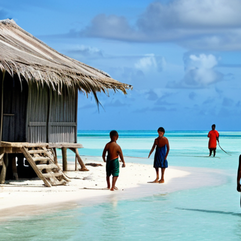 **

"A professional photograph of Kiribati islanders engaged in traditional fishing, fully clothed in modest attire, with a backdrop of the Pacific Ocean and simple dwellings. Safe for work, appropriate content, perfect anatomy, natural proportions, family-friendly, high quality."

**