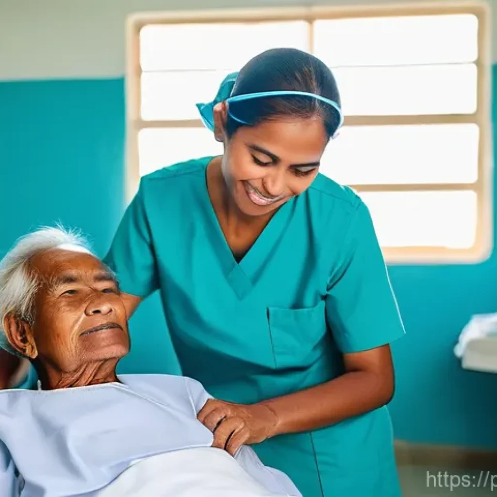 키리바시 전염병 및 보건 이슈 - **Prompt:** A compassionate female healthcare worker, wearing a clean, light blue uniform over modes...