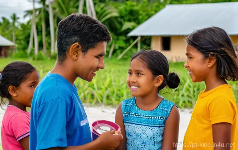 키리바시 전염병 및 보건 이슈 - **Prompt:** A poignant scene depicting the impact of climate change on a Kiribati family. In the for...