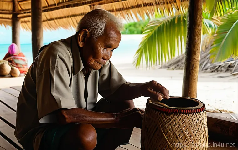 키리바시 전통 음악과 악기 - **"The Rhythmic Heartbeat of Kiribati: Body Percussion Celebration"**
    A vibrant, dynamic photogr...