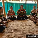 키리바시 관광 산업의 미래 - **A Vibrant Community Gathering in Kiribati:**
    A wide shot capturing a lively "botaki" (communit...