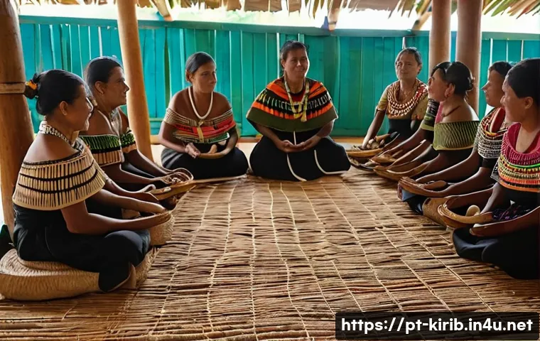 키리바시 관광 산업의 미래 - **A Vibrant Community Gathering in Kiribati:**
A wide shot capturing a lively "botaki" (communit...